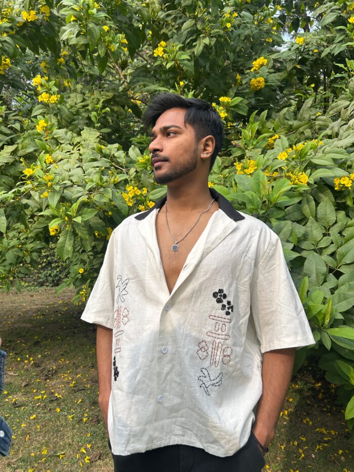 Ivory Drift - Hand Embroidered Shirt